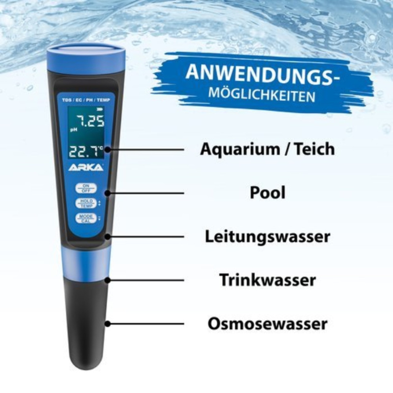 Arka appareil de mesure PH/TDS/EC