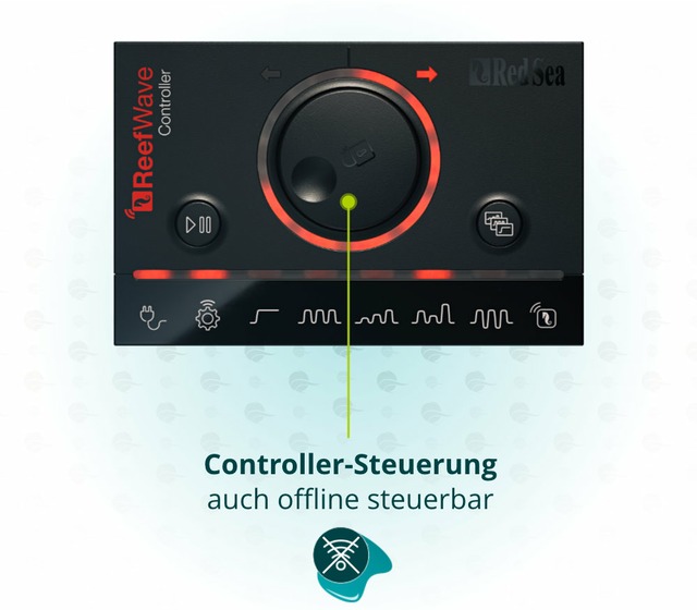 Cette image montre le contrôleur de la Red Sea ReefWave 25
