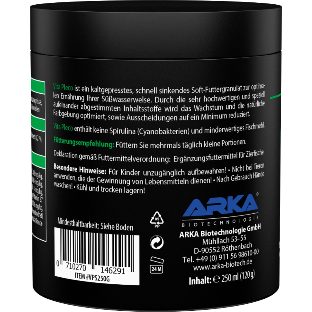 ARKA Vita Pleco nourriture poissons-chats 250 ml