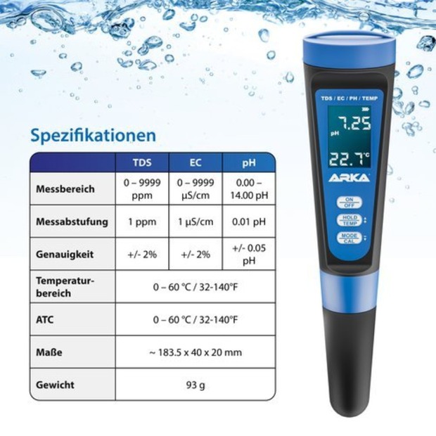 Arka appareil de mesure PH/TDS/EC